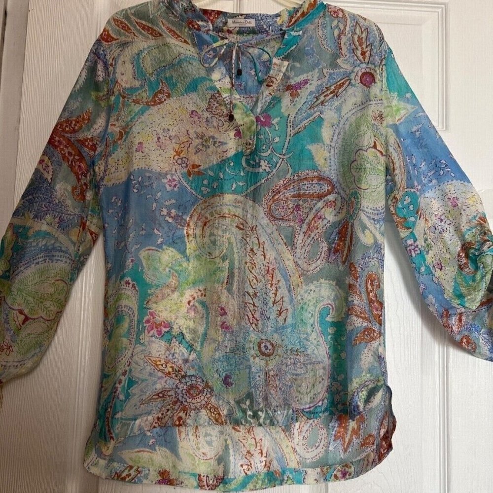 Massimo Dutti Women's Turqouise Floral Blouse